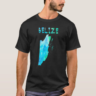 Farbenfrohe Abgeschiedene Karte Belize Karte Wasse T-Shirt