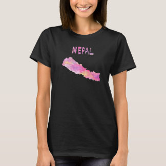 Farbenfrohe Abgeschiedene Landkarte von Nepal T-Shirt