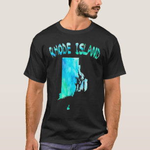 Farbenfrohe Abgeschiedene Rhode Island Staat Karte T-Shirt