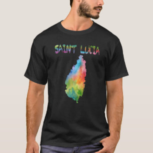 Farbenfrohe Abgeschiedene St. Lucia Karte T-Shirt