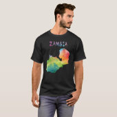 Farbenfrohe Abgeschiedene Zambia Karte T-Shirt (Vorne ganz)