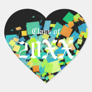 Farbenfrohe Abschluss-Aufkleber Herz-Aufkleber