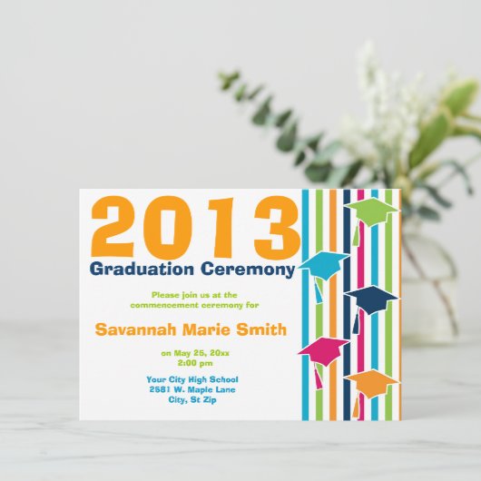 Farbenfrohe Abschluss Einladung (Stehend Vorderseite)