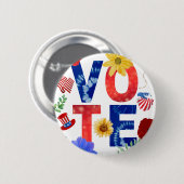 Farbenfrohe Abstimmung Amerikanische Flagge Adler Button (Vorne & Hinten)