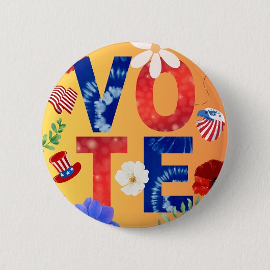 Farbenfrohe Abstimmung Amerikanische Flagge Adler Button (Vorderseite)