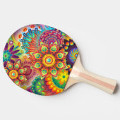 Farbenfrohe Abstrakt Art Ping Pong Paddle Tischtennis Schläger (Seitenansicht)