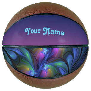 Farbenfrohe Abstrakt blaurosa grünes Fraktal Name Basketball