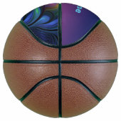 Farbenfrohe Abstrakt blaurosa grünes Fraktal Name Basketball (Rechts)