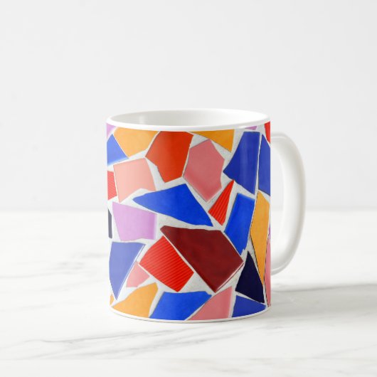 Farbenfrohe Abstrakt gekrackte Fliese Hintergrund Kaffeetasse (VorderseiteRechts)