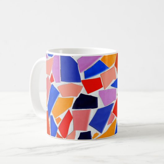 Farbenfrohe Abstrakt gekrackte Fliese Hintergrund Kaffeetasse (Vorderseite Links)