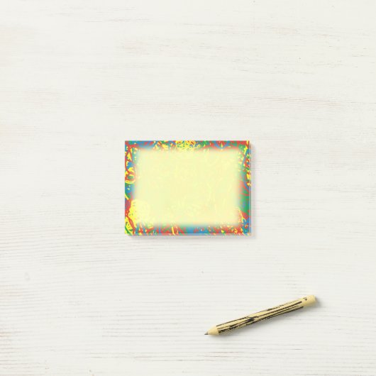 Farbenfrohe, Abstrakt-gelb-blaue Grüne Kunst Post-it Klebezettel (Auf Schreibtisch)
