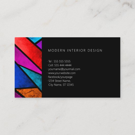 Farbenfrohe Abstrakt geometrische Lila Farbe Blau  Visitenkarte (Rückseite)