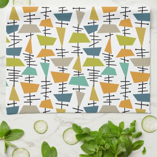 Farbenfrohe Abstrakt geometrische Retro Mitte des  Geschirrtuch (Gefaltet)
