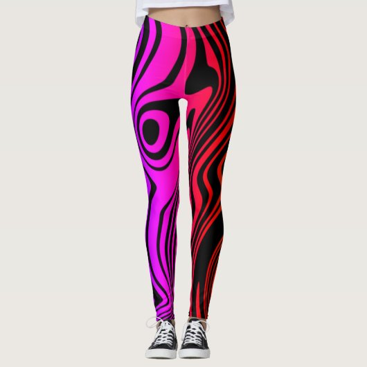 Farbenfrohe, Abstrakt gestreifte Leggings - Farbwa (Vorderseite)