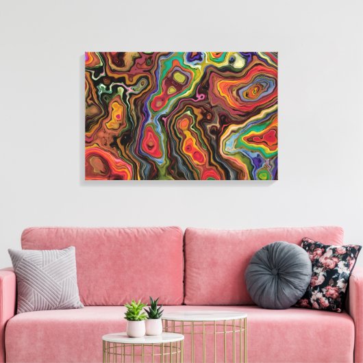 Farbenfrohe, Abstrakt ummantelte Canvas 24 Zoll x Leinwanddruck (Insitu (Wohnzimmer))