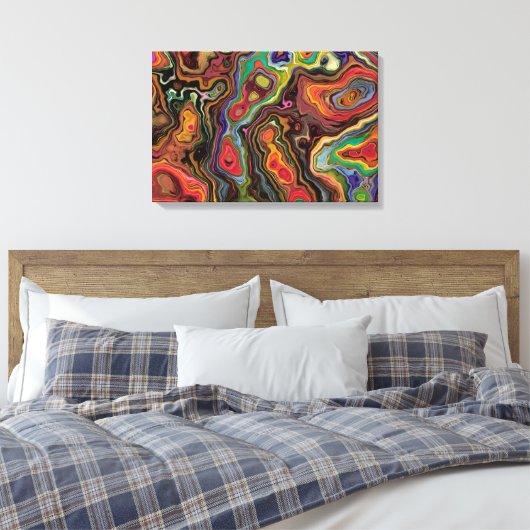 Farbenfrohe, Abstrakt ummantelte Canvas 24 Zoll x Leinwanddruck (Insitu (Schlafzimmer))