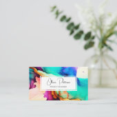 Farbenfrohe Abstrakte Alkoholtupfer flüssig Visitenkarte (Stehend Vorderseite)