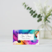 Farbenfrohe Abstrakte Alkoholtupfer flüssig Visitenkarte (Stehend Vorderseite)