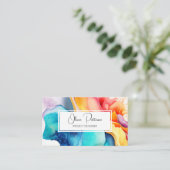 Farbenfrohe Abstrakte Alkoholtupfer flüssig Visitenkarte (Stehend Vorderseite)