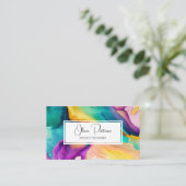 Farbenfrohe Abstrakte Alkoholtupfer flüssig Visitenkarte (Stehend Vorderseite)