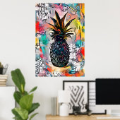 Farbenfrohe Abstrakte Ananas Fruchtposter Poster (Heimbüro)