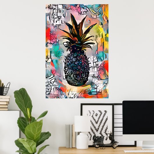 Farbenfrohe Abstrakte Ananas Fruchtposter Poster (Heimbüro)