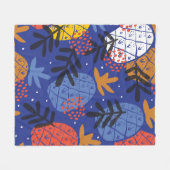 Farbenfrohe abstrakte Ananas und Leder Fleecedecke (Vorderseite (Horizontal))