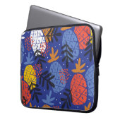 Farbenfrohe abstrakte Ananas und Leder Laptopschutzhülle (Vorderseite Links)