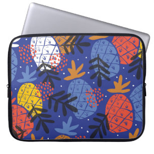 Farbenfrohe abstrakte Ananas und Leder Laptopschutzhülle