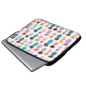 Farbenfrohe abstrakte Ananas und Leder Laptopschutzhülle (Vorne Knopf)