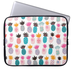 Farbenfrohe abstrakte Ananas und Leder Laptopschutzhülle