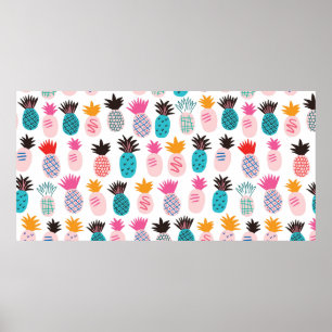 Farbenfrohe abstrakte Ananas und Leder Poster