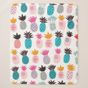 Farbenfrohe abstrakte Ananas und Leder Sherpadecke