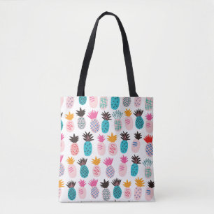 Farbenfrohe abstrakte Ananas und Leder Tasche