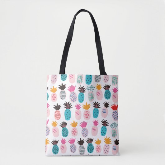 Farbenfrohe abstrakte Ananas und Leder Tasche (Vorderseite)