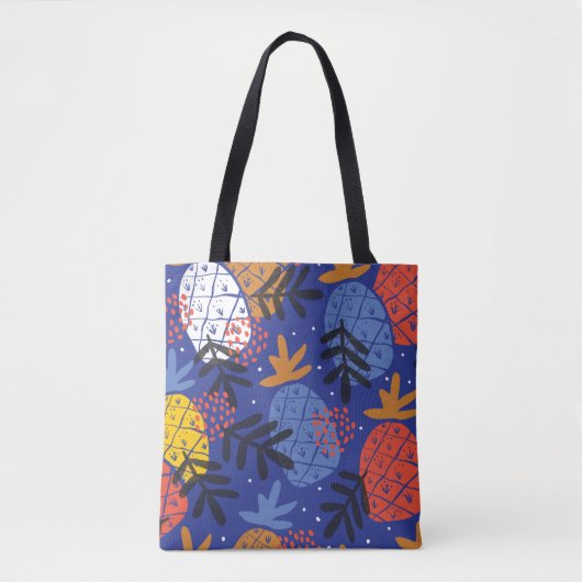 Farbenfrohe abstrakte Ananas und Leder Tasche (Vorderseite)