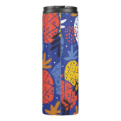 Farbenfrohe abstrakte Ananas und Leder Thermosbecher (Rückseite)