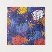 Farbenfrohe abstrakte Ananas und Leder Wandteppich (Vorderseite (Horizontal))