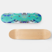 Farbenfrohe abstrakte Aqua Fuchsia Indigo Kätzchen Skateboard (Horizontal)