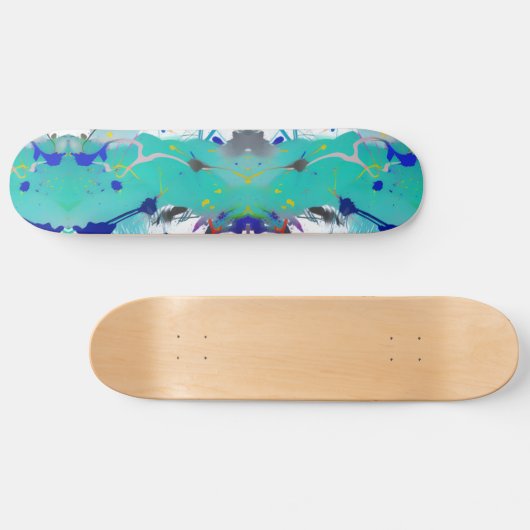 Farbenfrohe abstrakte Aqua Fuchsia Indigo Kätzchen Skateboard (Horizontal)