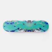 Farbenfrohe abstrakte Aqua Fuchsia Indigo Kätzchen Skateboard (Horizontal)