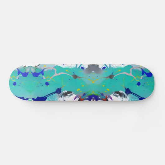 Farbenfrohe abstrakte Aqua Fuchsia Indigo Kätzchen Skateboard (Horizontal)