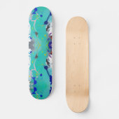 Farbenfrohe abstrakte Aqua Fuchsia Indigo Kätzchen Skateboard (Vorderseite)