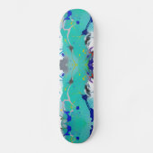 Farbenfrohe abstrakte Aqua Fuchsia Indigo Kätzchen Skateboard (Vorderseite)