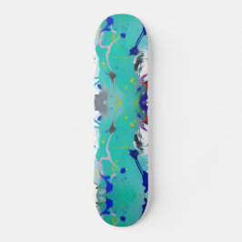 Farbenfrohe abstrakte Aqua Fuchsia Indigo Kätzchen Skateboard