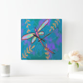 Farbenfrohe Abstrakte Art Dragonfly Piazza della R Quadratische Wanduhr (Zuhause)