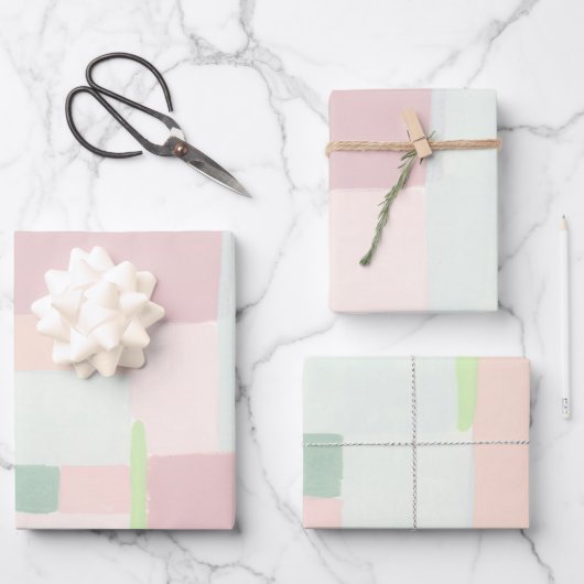Farbenfrohe Abstrakte Art Pastell Wrapping Paper Geschenkpapier Set (Vorderseite)