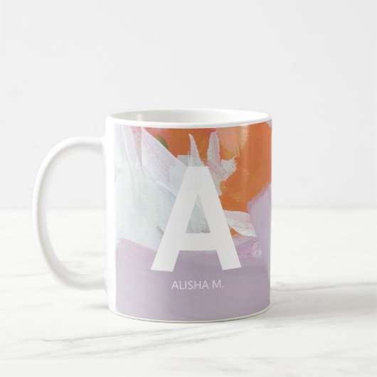 Farbenfrohe Abstrakte Art Personalisiert Monogram- Kaffeetasse (Links)