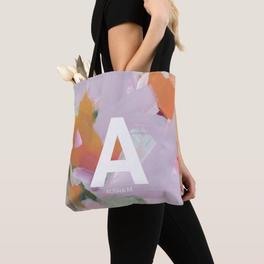 Farbenfrohe Abstrakte Art Personalisiert Monogram- Tasche (Von Nahem)