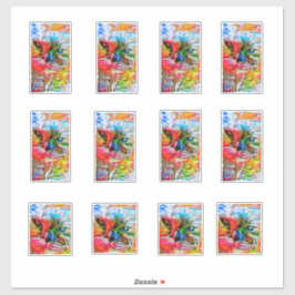 Farbenfrohe Abstrakte Ausdrucksform Cat Art Print Aufkleber